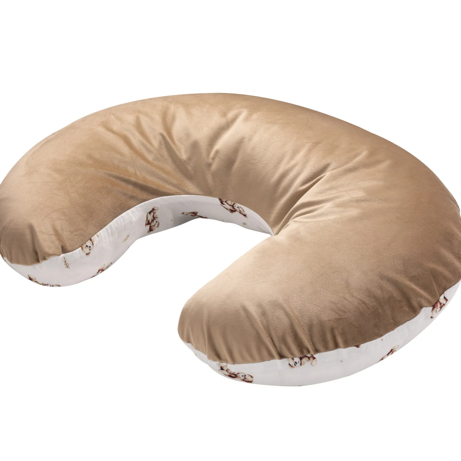 Muślinowa Poduszka rogal + zdejmowana poszewka - Baby Bear i Toffee Soft Velvet