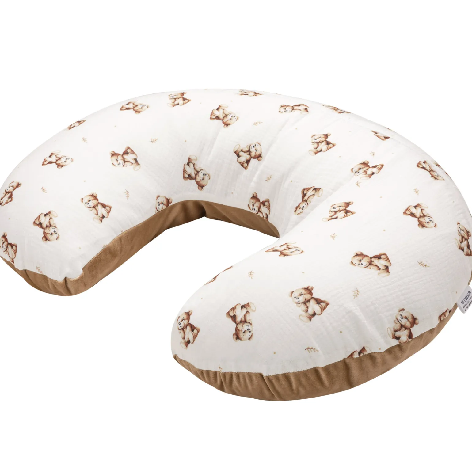Muślinowa Poduszka rogal + zdejmowana poszewka - Baby Bear i Toffee Soft Velvet