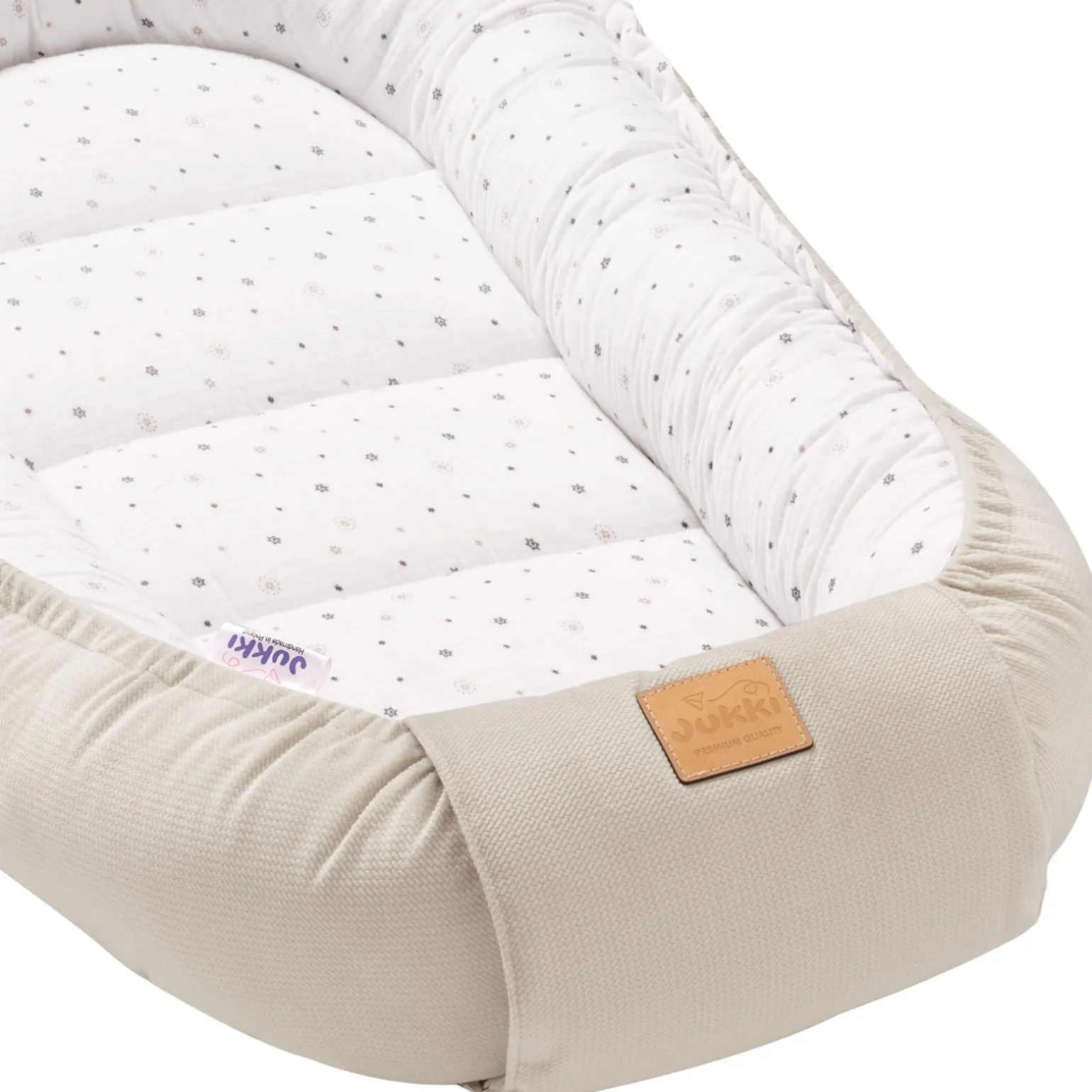 Muślinowy Kokon Comfort - Little Stars i Ecru Velvet