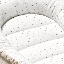 Muślinowy Kokon Comfort - Little Stars i Ecru Velvet