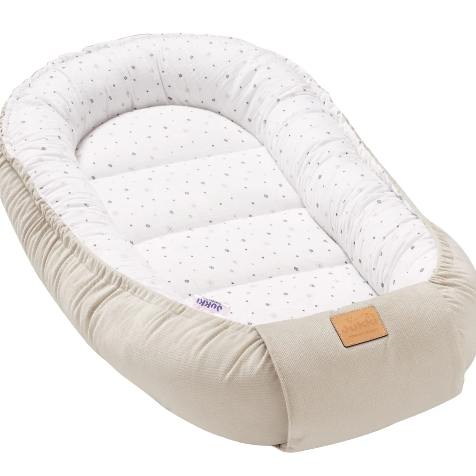 Muślinowy Kokon Comfort - Little Stars i Ecru Velvet
