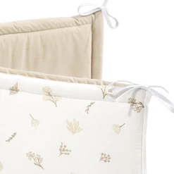 Muślinowy Ochraniacz do łóżeczka XXL - Golden Meadow i Ecru Velvet