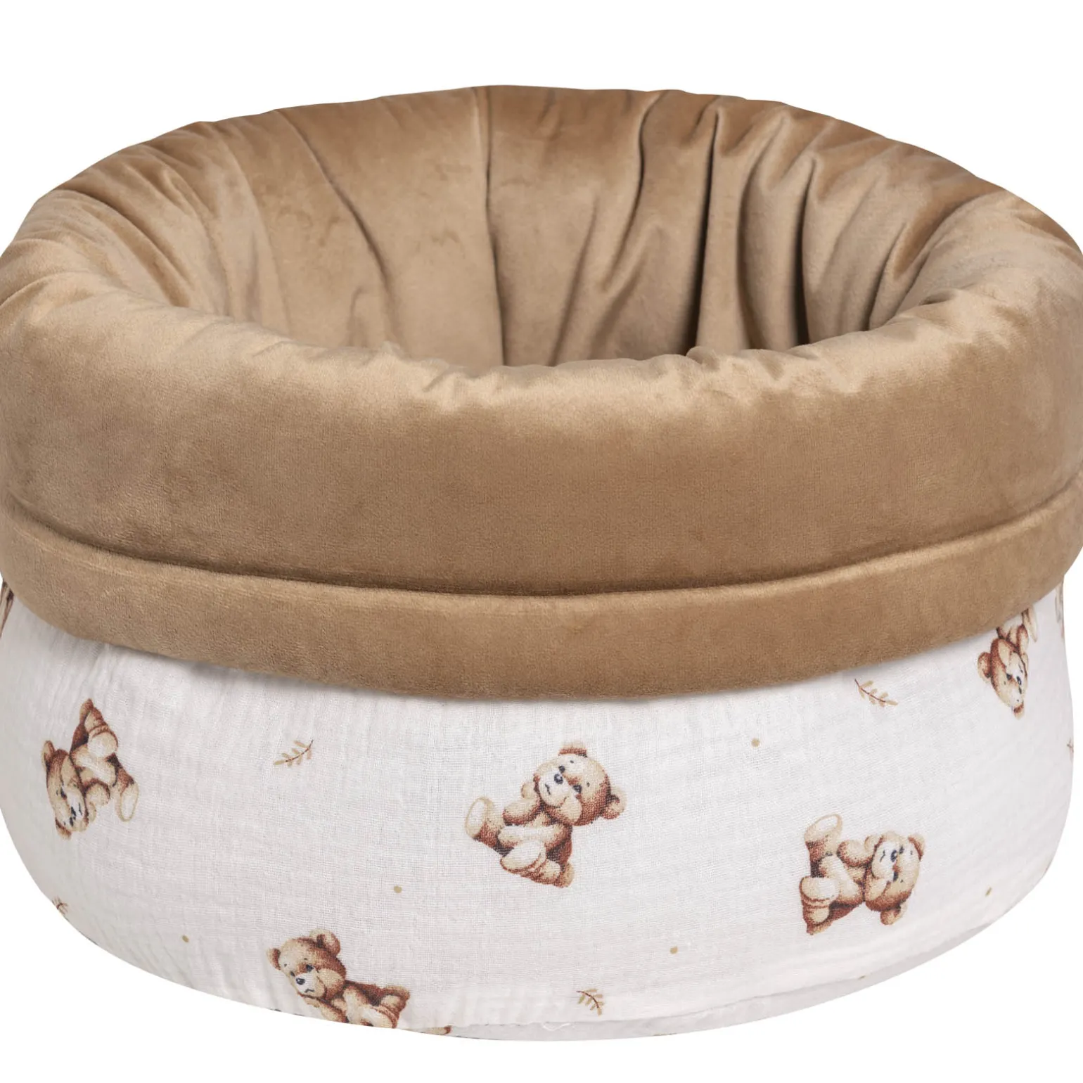 Muślinowy Pojemnik / koszyk na akcesoria dla niemowlaka - Baby Bear i Toffee Soft Velvet