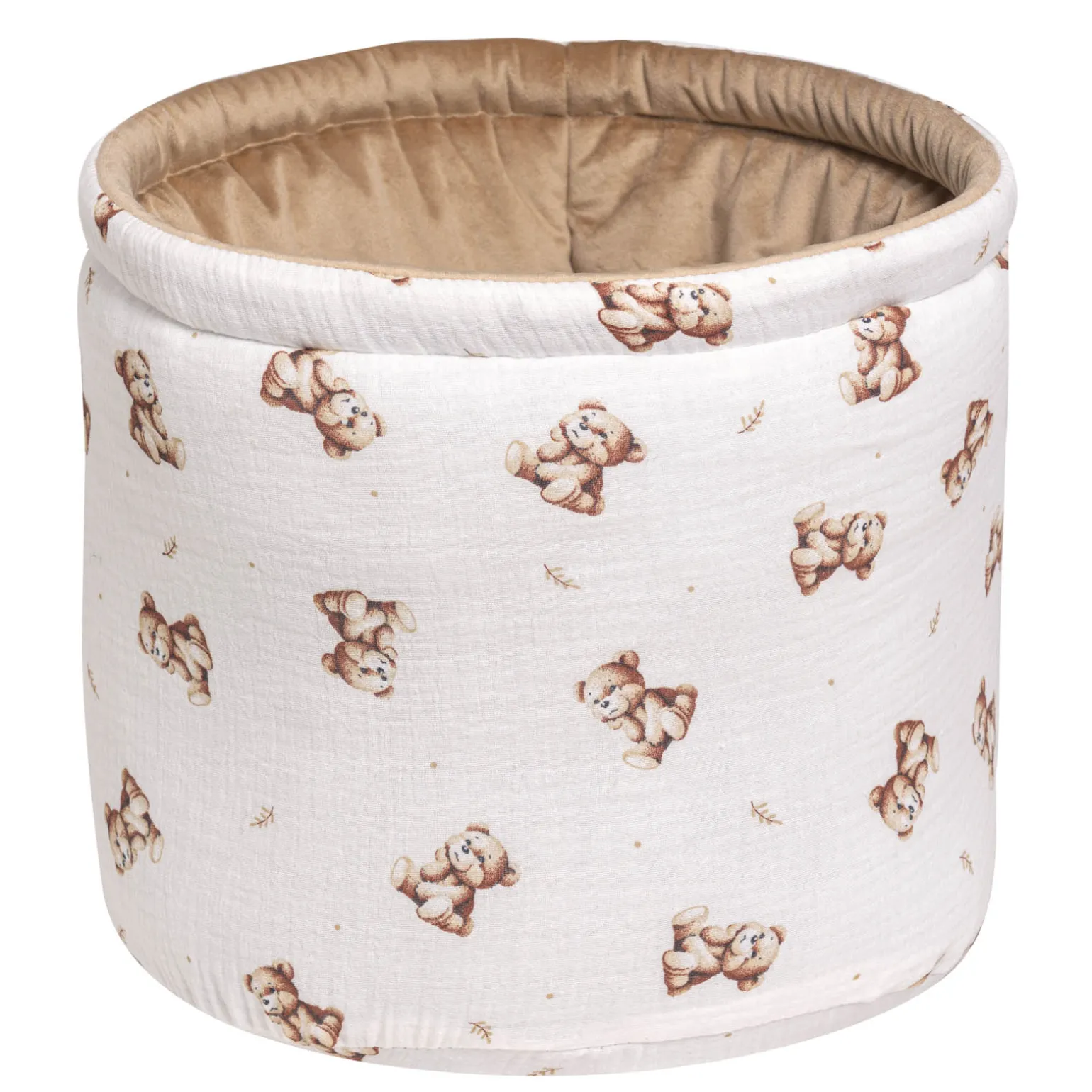 Muślinowy Pojemnik / koszyk na akcesoria dla niemowlaka - Baby Bear i Toffee Soft Velvet