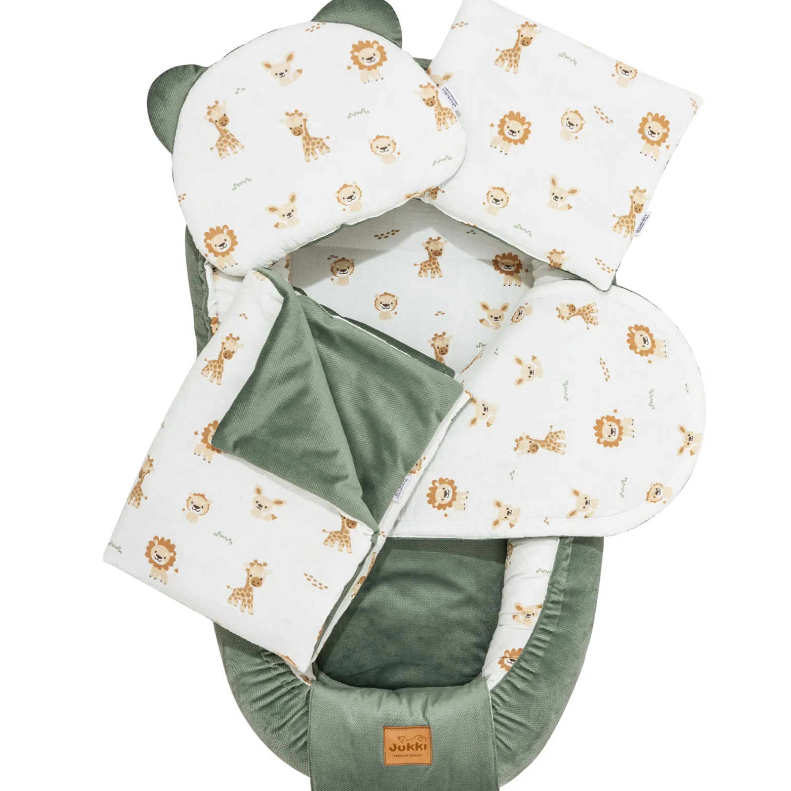 Muślinowy Zestaw 5 elementowy Comfort - Baby Safari i oliwkowy Velvet