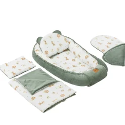 Muślinowy Zestaw 5 elementowy Comfort - Baby Safari i oliwkowy Velvet