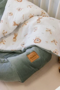 Muślinowy Zestaw 5 elementowy XXL - Baby Safari i oliwkowy Velvet