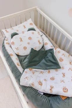 Muślinowy Zestaw 5 elementowy XXL - Baby Safari i oliwkowy Velvet