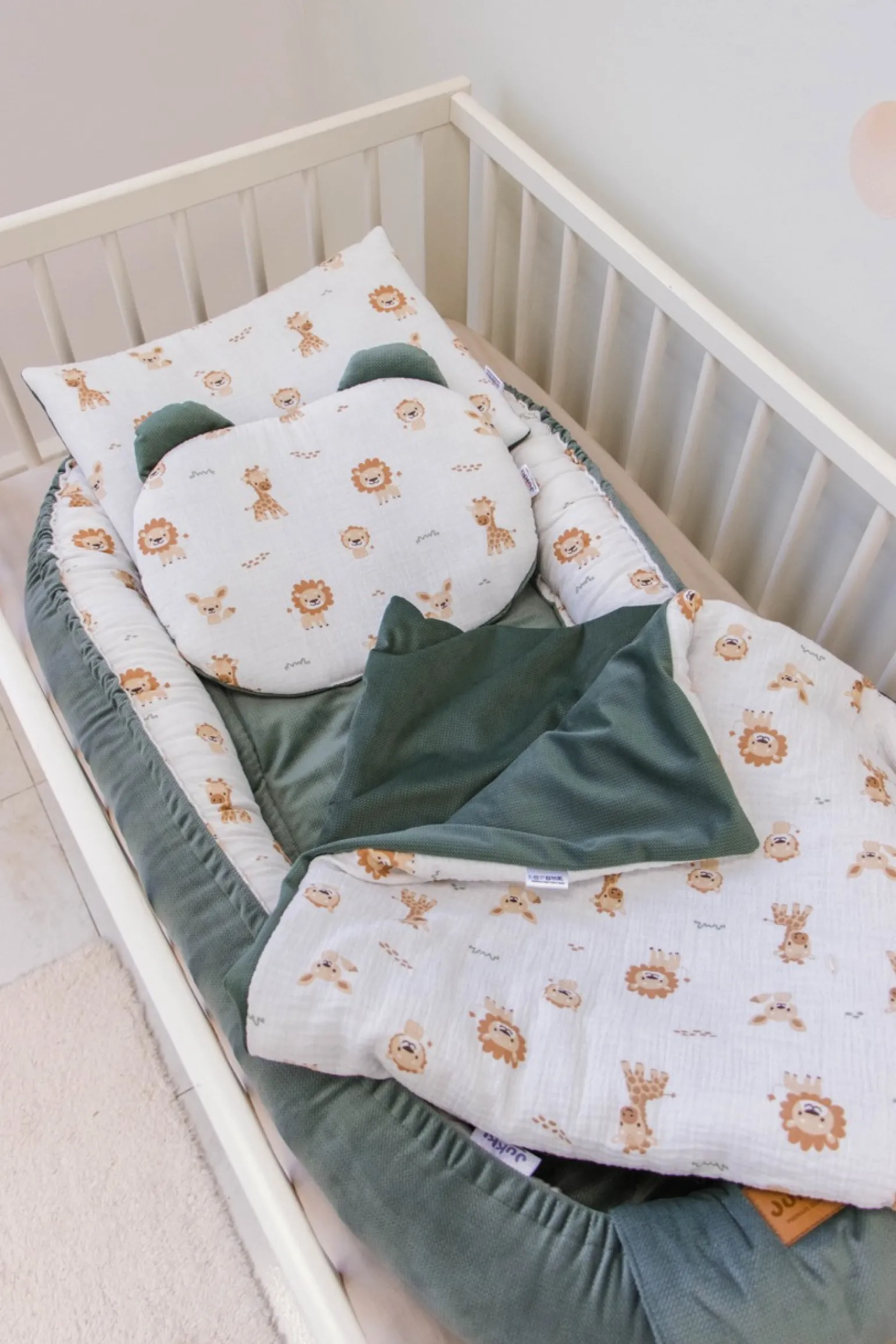 Muślinowy Zestaw 5 elementowy XXL - Baby Safari i oliwkowy Velvet