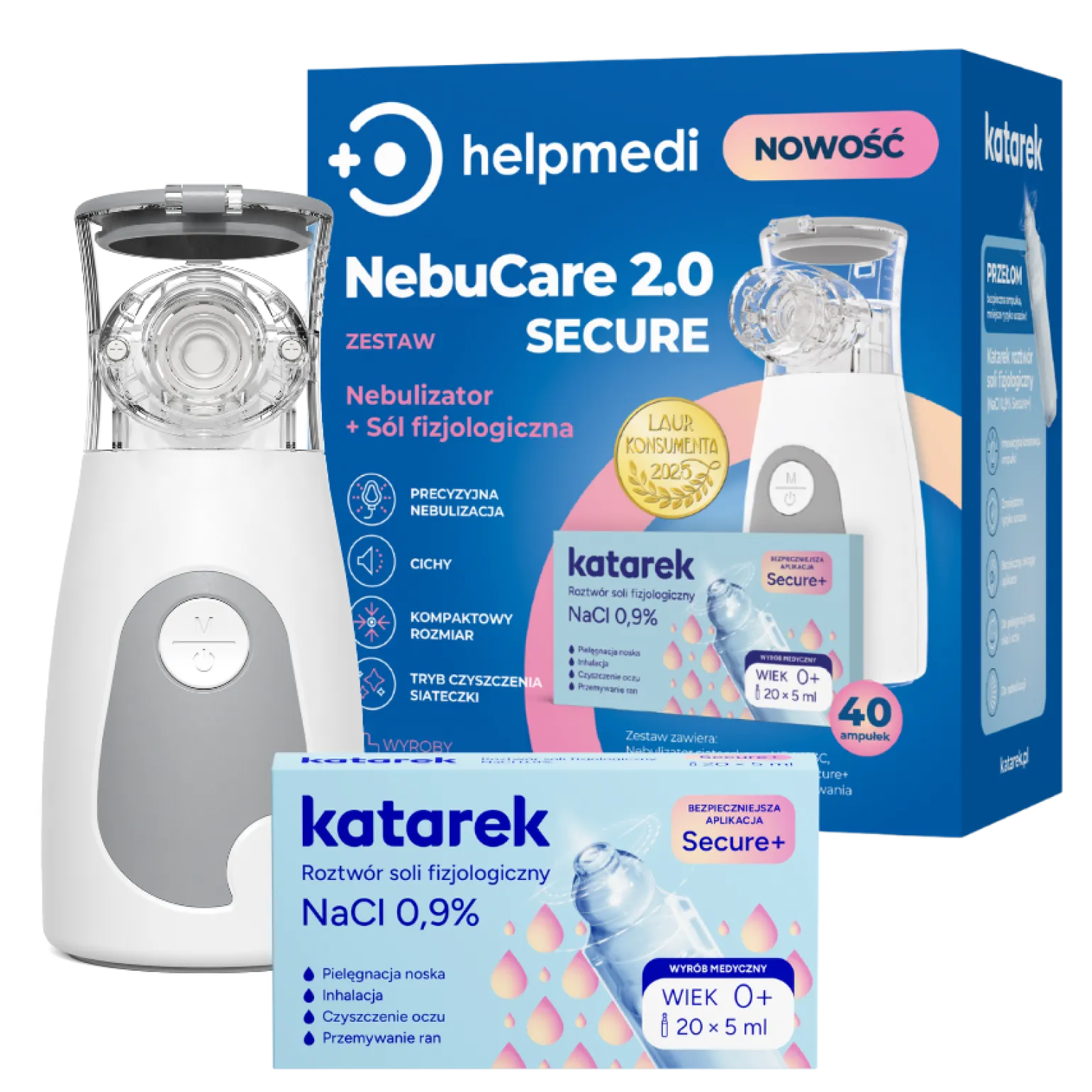 NebuCare Secure 2.0 Zestaw do nebulizacji HelpMedi Katarek