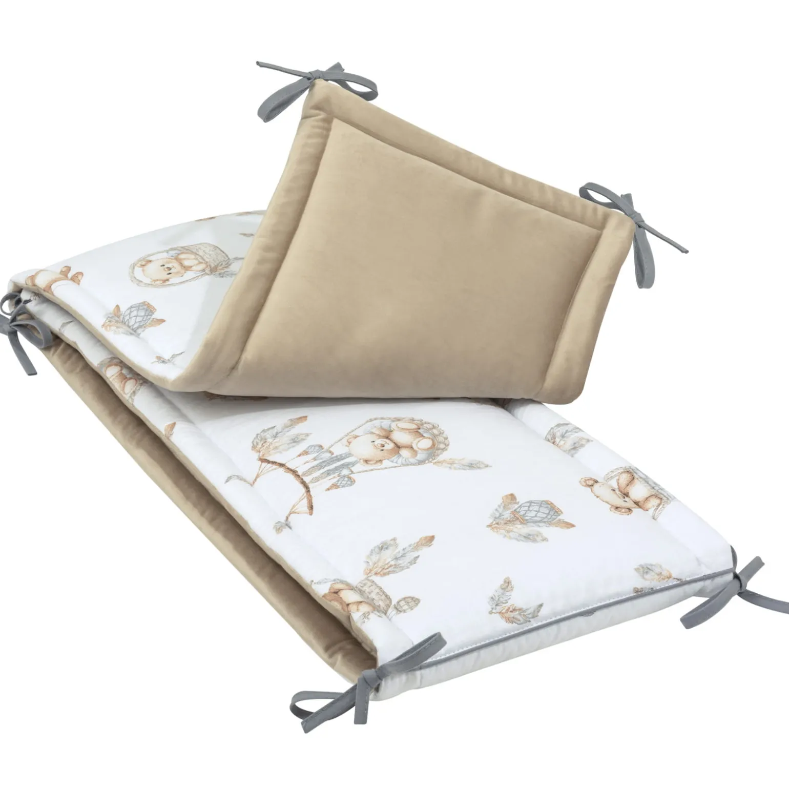 Ochraniacz do łóżeczka - Boho Bears i Cappuccino Soft Velvet