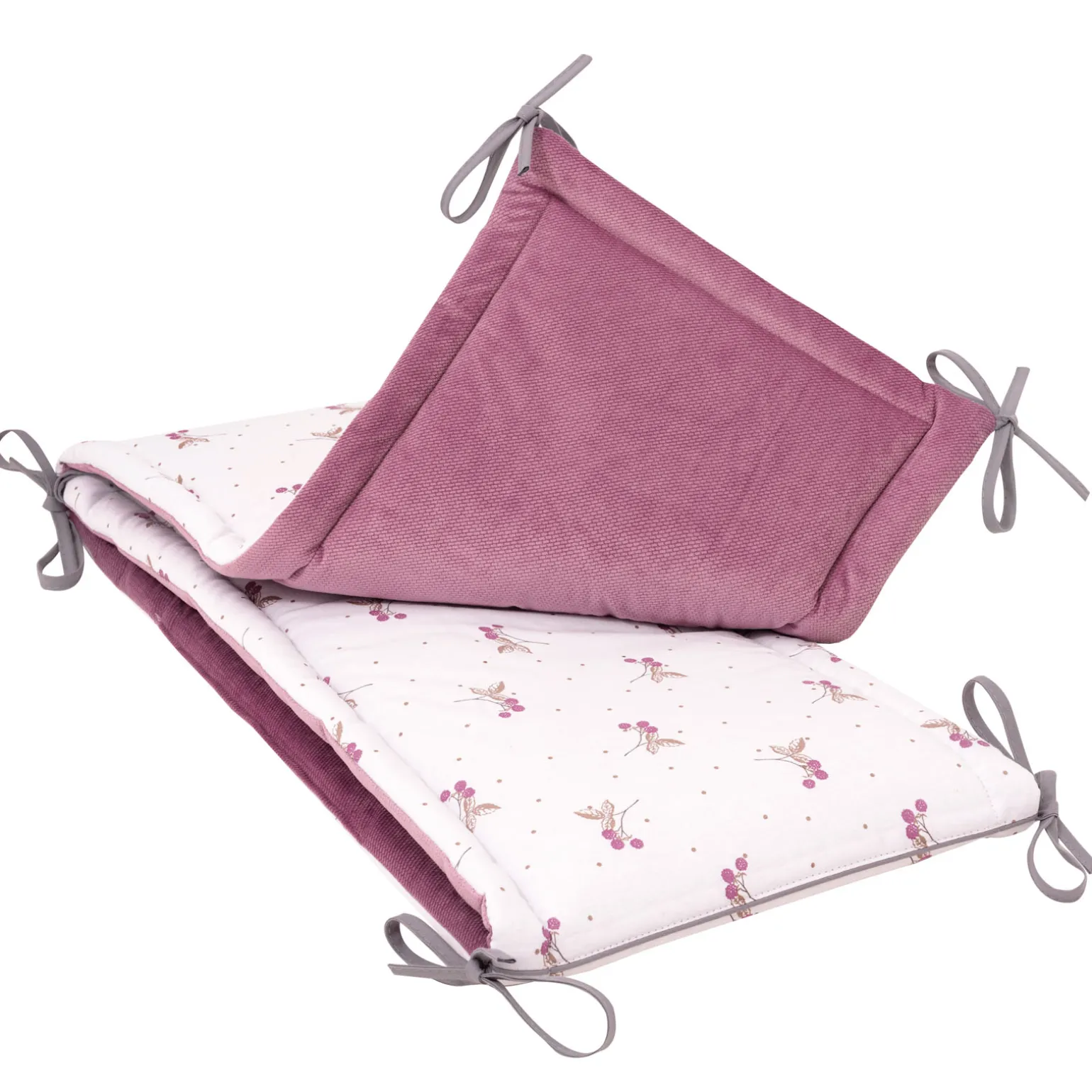 Ochraniacz do łóżeczka XXL - Blackberry Dreams I Old Rose Velvet