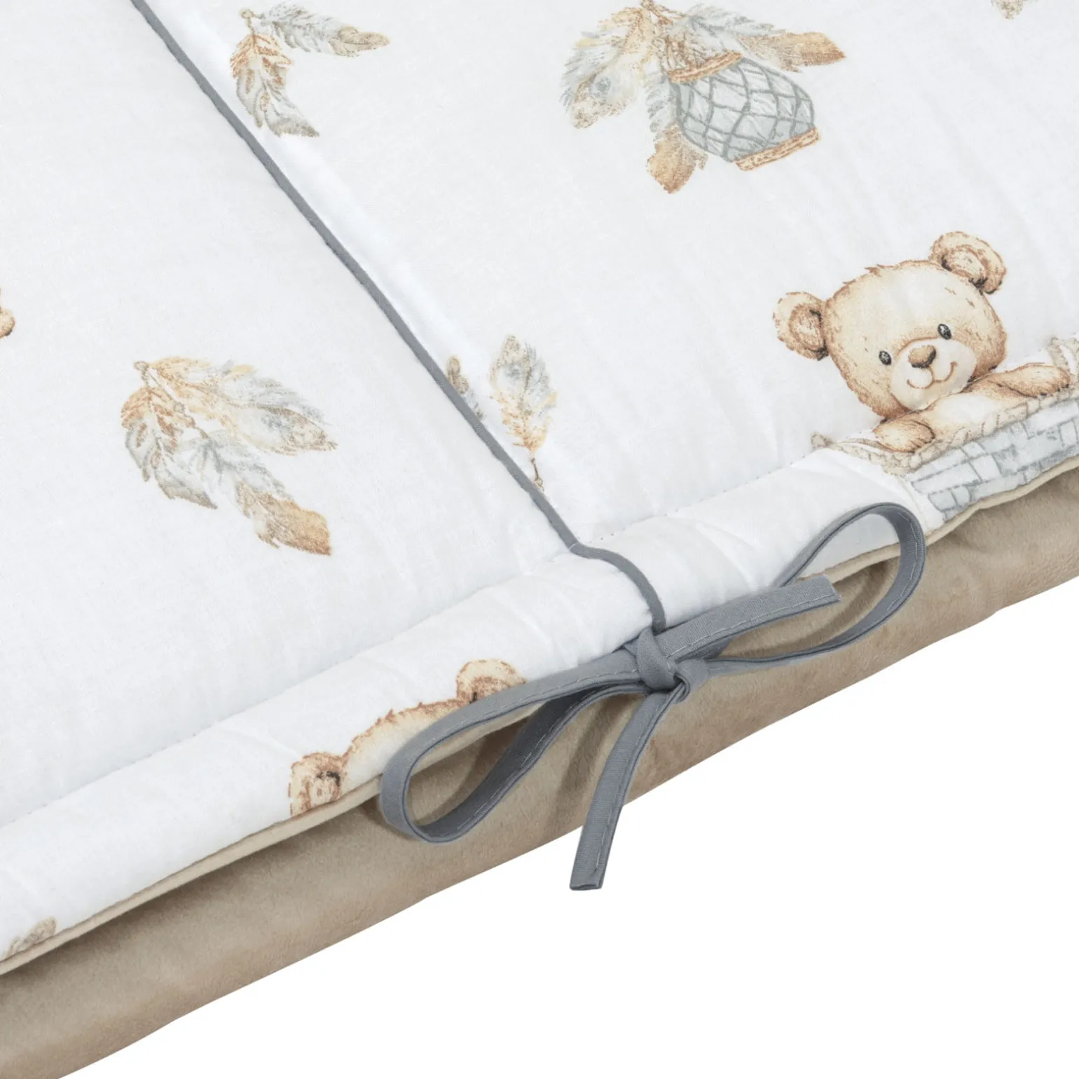 Ochraniacz do łóżeczka XXL - Boho Bears i Cappuccino Soft Velvet