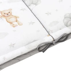 Ochraniacz do łóżeczka XXL - Cloudy Bears i szary Velvet