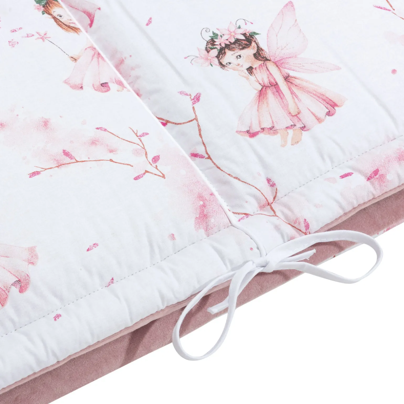 Ochraniacz do łóżeczka XXL - Little Fairy i Smokey Pink Soft Velvet