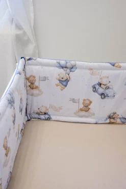 Ochraniacz do łóżeczka XXL - Pilot Bears i jeansowy Velvet