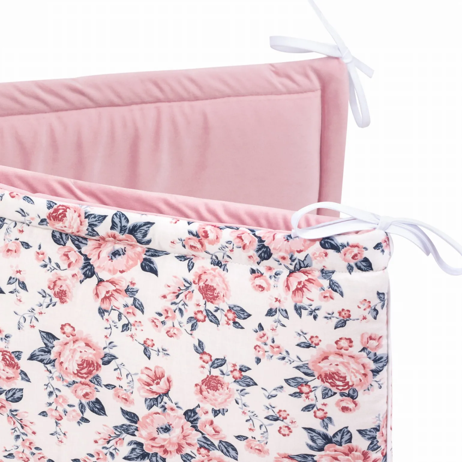 Ochraniacz do łóżeczka XXL - Roses i Smokey Pink Soft Velvet