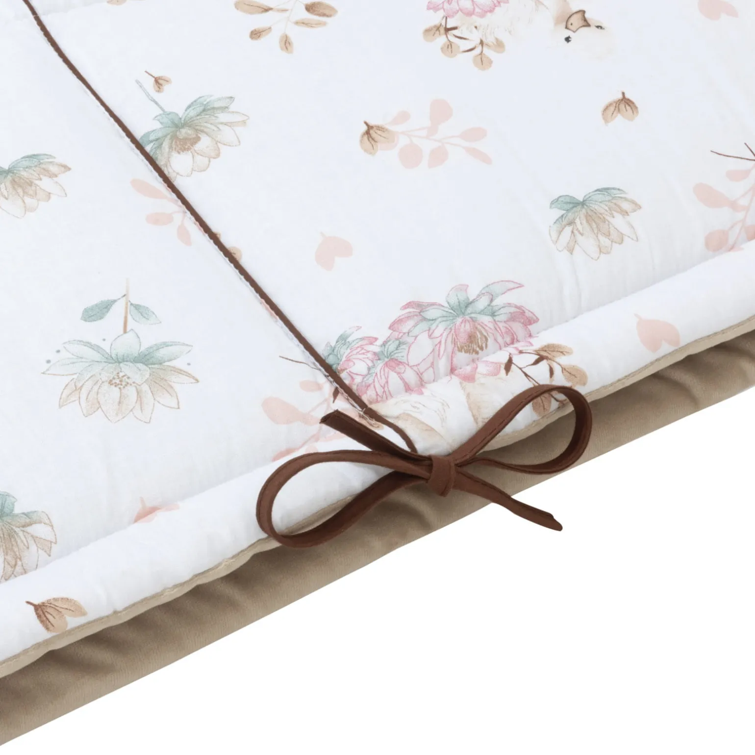 Ochraniacz do łóżeczka XXL - Swan Family i Cappuccino Soft Velvet