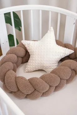 Ochraniacz warkocz do łóżeczka pleciony BOUCLE, 180 cm - Brown