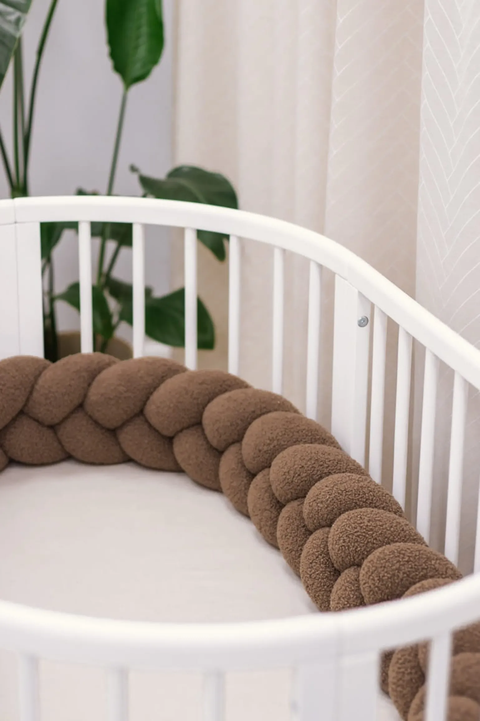 Ochraniacz warkocz do łóżeczka pleciony BOUCLE, 180 cm - Brown