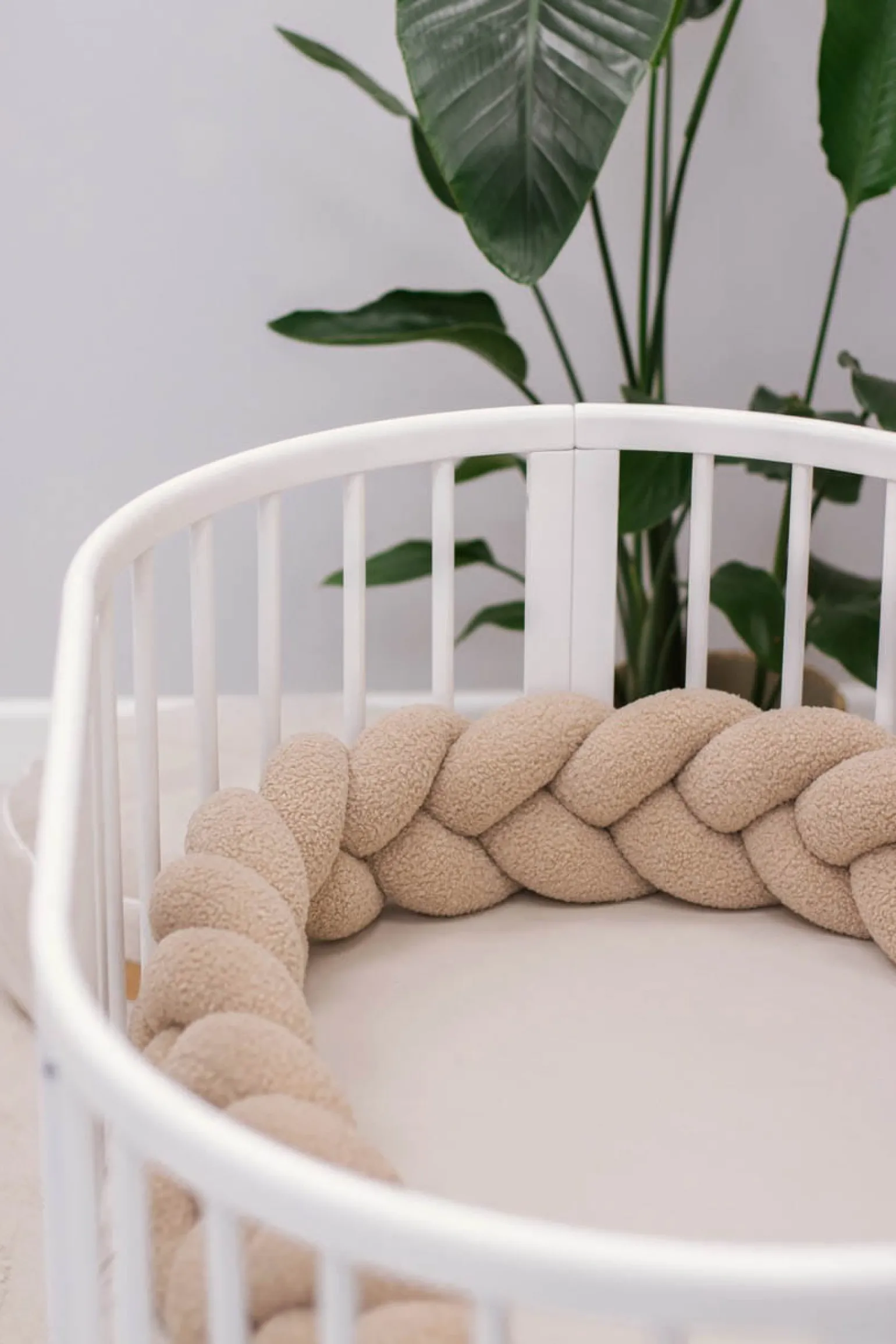 Ochraniacz warkocz do łóżeczka pleciony BOUCLE, 180 cm - Beige