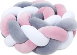 Ochraniacz warkocz do łóżeczka pleciony, 200 cm - Mix Pink