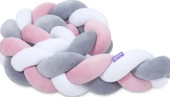 Ochraniacz warkocz do łóżeczka pleciony, 200 cm - Mix Pink