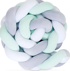 Ochraniacz warkocz do łóżeczka pleciony, 200 cm - Mix Mint
