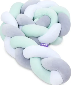 Ochraniacz warkocz do łóżeczka pleciony, 200 cm - Mix Mint