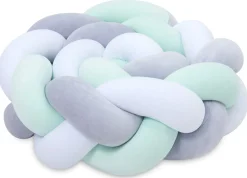 Ochraniacz warkocz do łóżeczka pleciony, 200 cm - Mix Mint