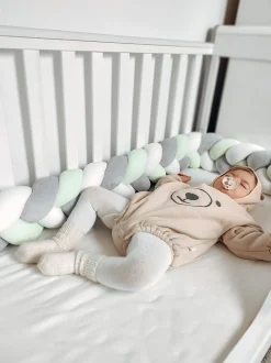 Ochraniacz warkocz do łóżeczka pleciony, 200 cm - Mix Mint
