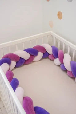 Ochraniacz warkocz do łóżeczka pleciony, 200 cm - Violet Mix