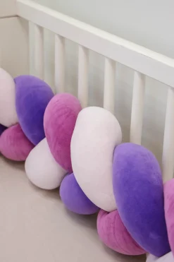 Ochraniacz warkocz do łóżeczka pleciony, 200 cm - Violet Mix