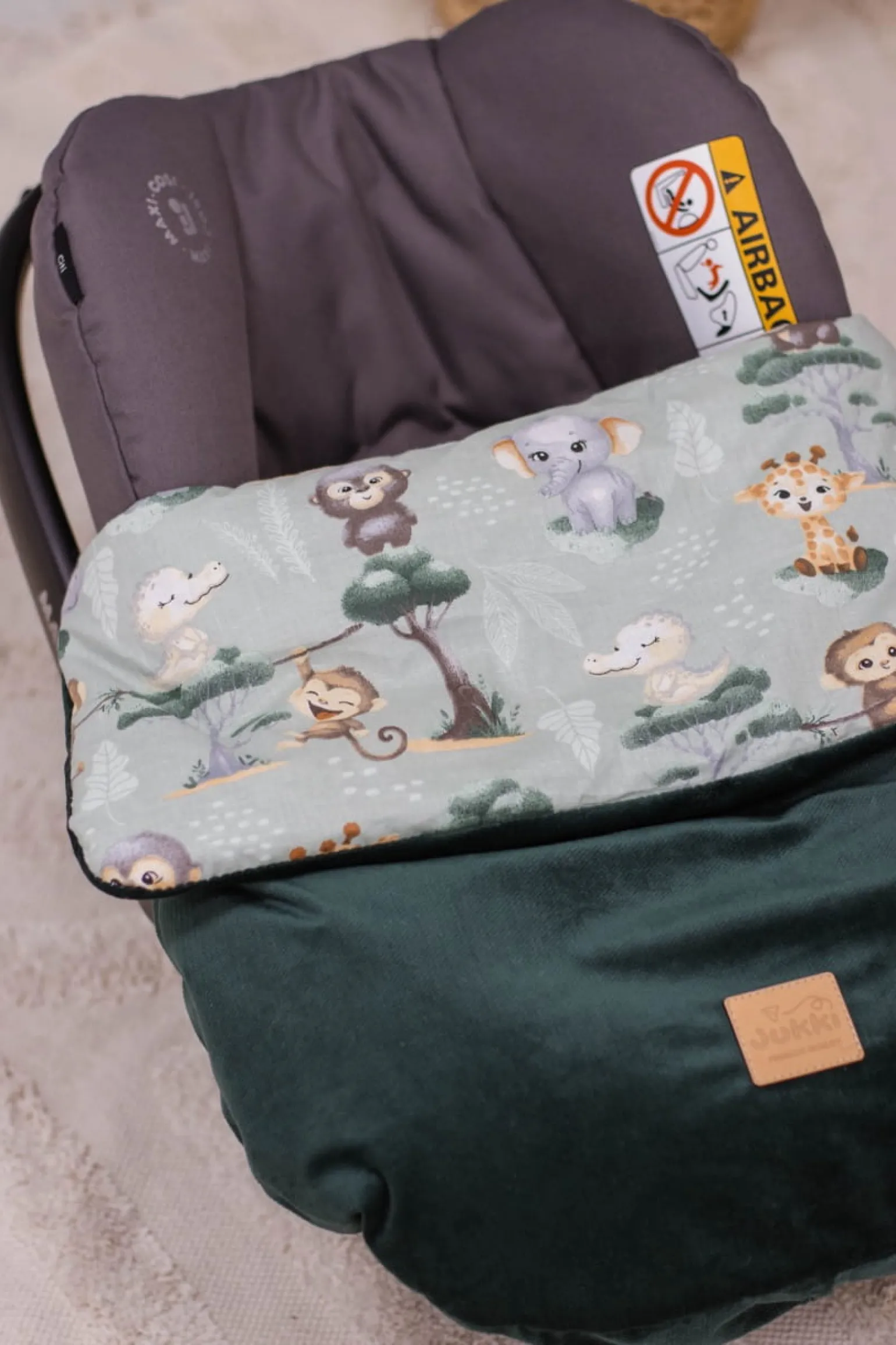 Okrycie, osłonka na nóżki - Tropical Animals i butelkowy Velvet