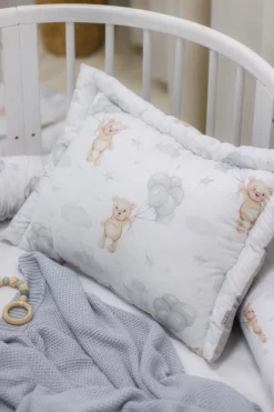 Pełna poduszka 40 x 60cm - Cloudy Bears i szary Velvet