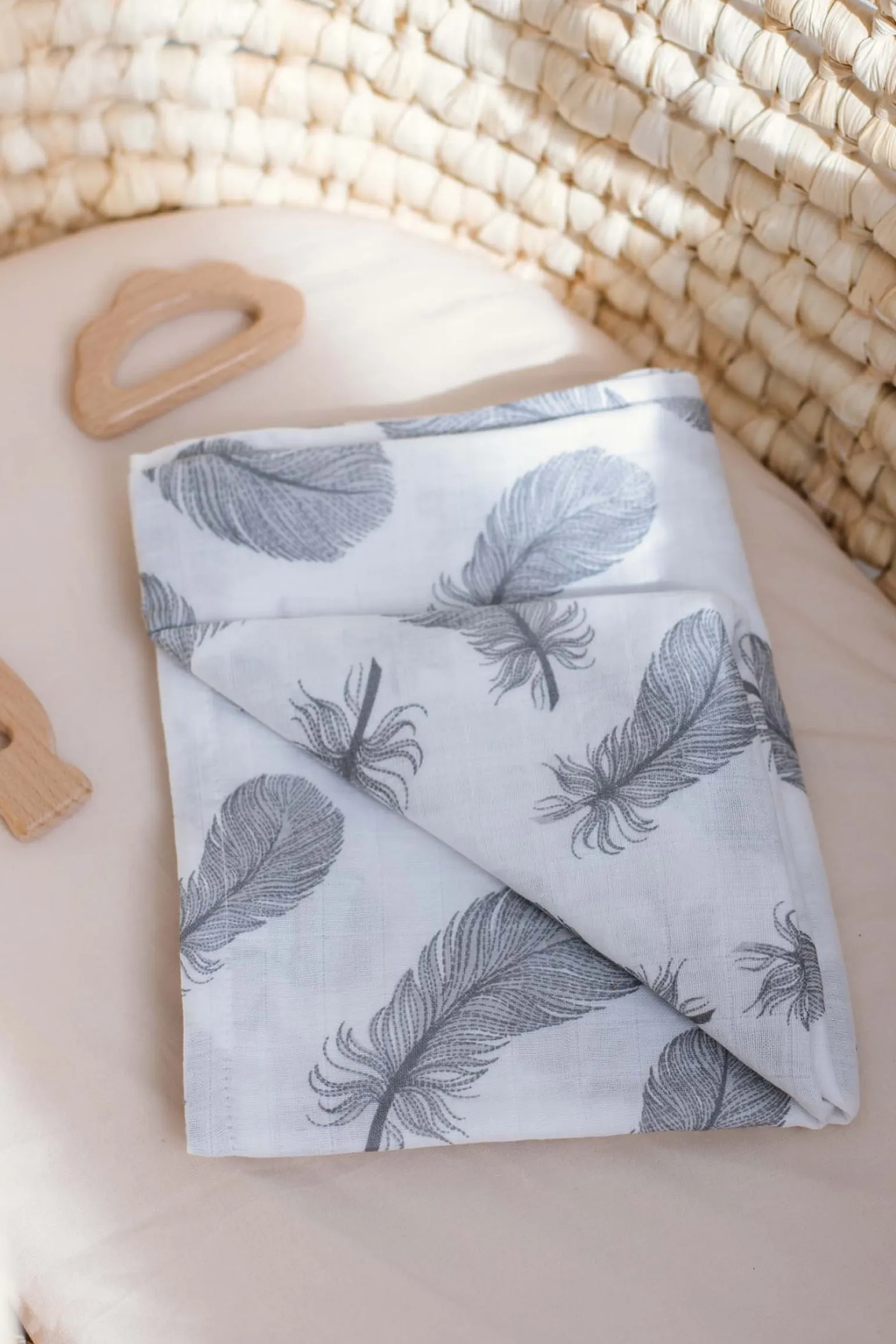 Pieluszka muślinowa, otulacz - Grey Feathers