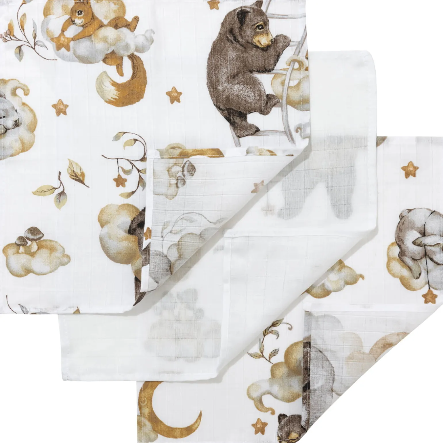 Pieluszki muślinowe 30x30 cm 3pak - Sweet Teddy