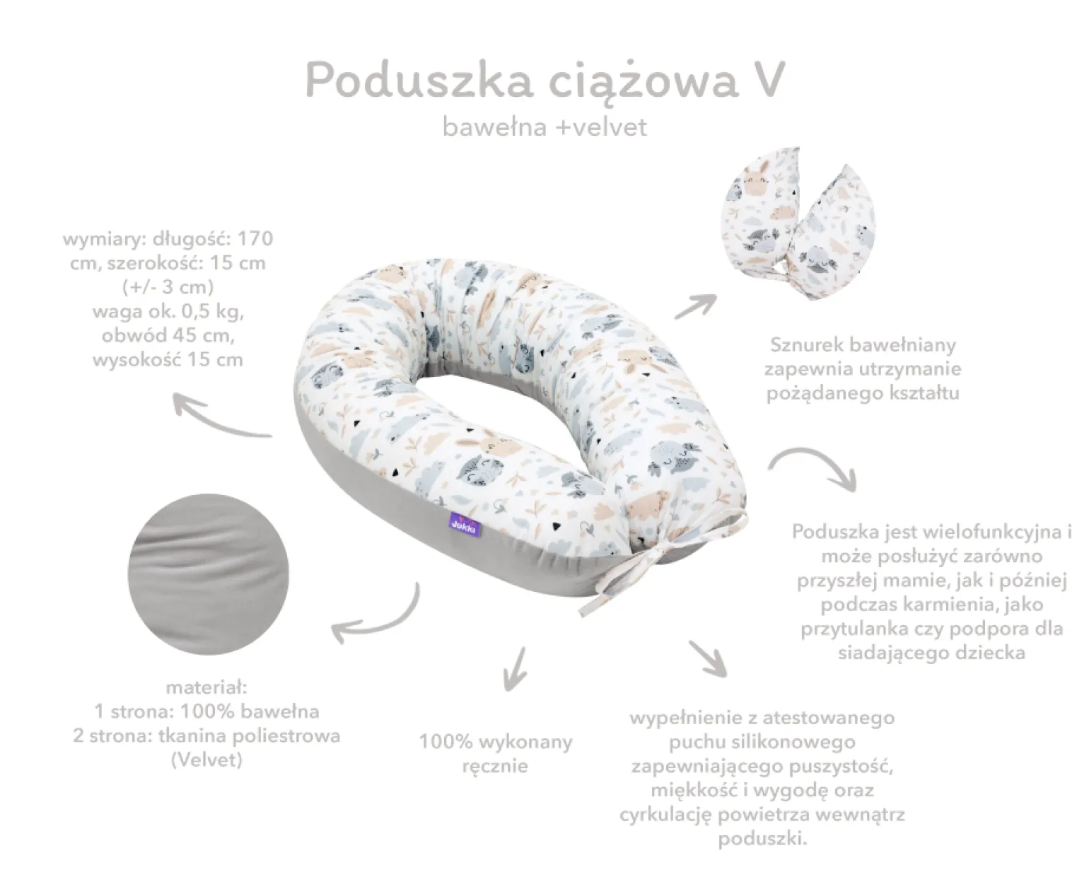 Poduszka ciążowa - Little Fairy i Smokey Pink Soft Velvet