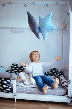Poduszka gwiazdka Minky - szare Minky