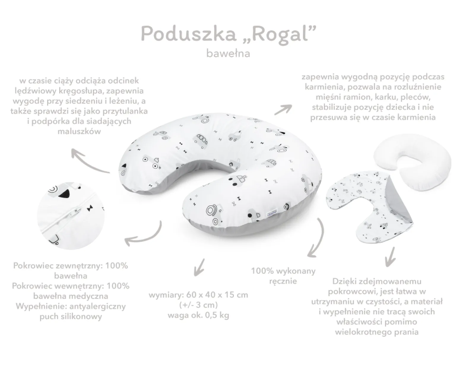 Poduszka rogal + zdejmowana poszewka - Prima Ballerina