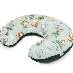 Poduszka rogal + zdejmowana poszewka - Tropical Animals i butelkowy Velvet