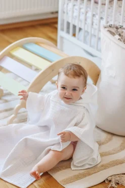 Ponczo kąpielowe z kapturkiem - White