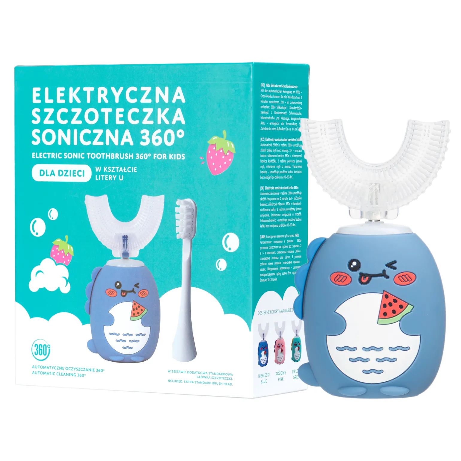 SIMED Szczoteczka Soniczna 360 dla dzieci – 360 U-shape 2w1 – Niebieska