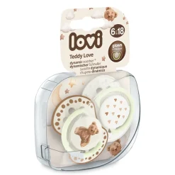 Smoczek silikonowy dynamiczny LOVI 6-18m 2 szt Teddy Love