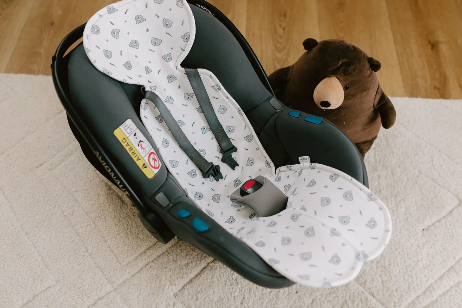 Wkładka antypotowa do fotelika 0-13 kg i 9-18kg - Teddy Bear Blue