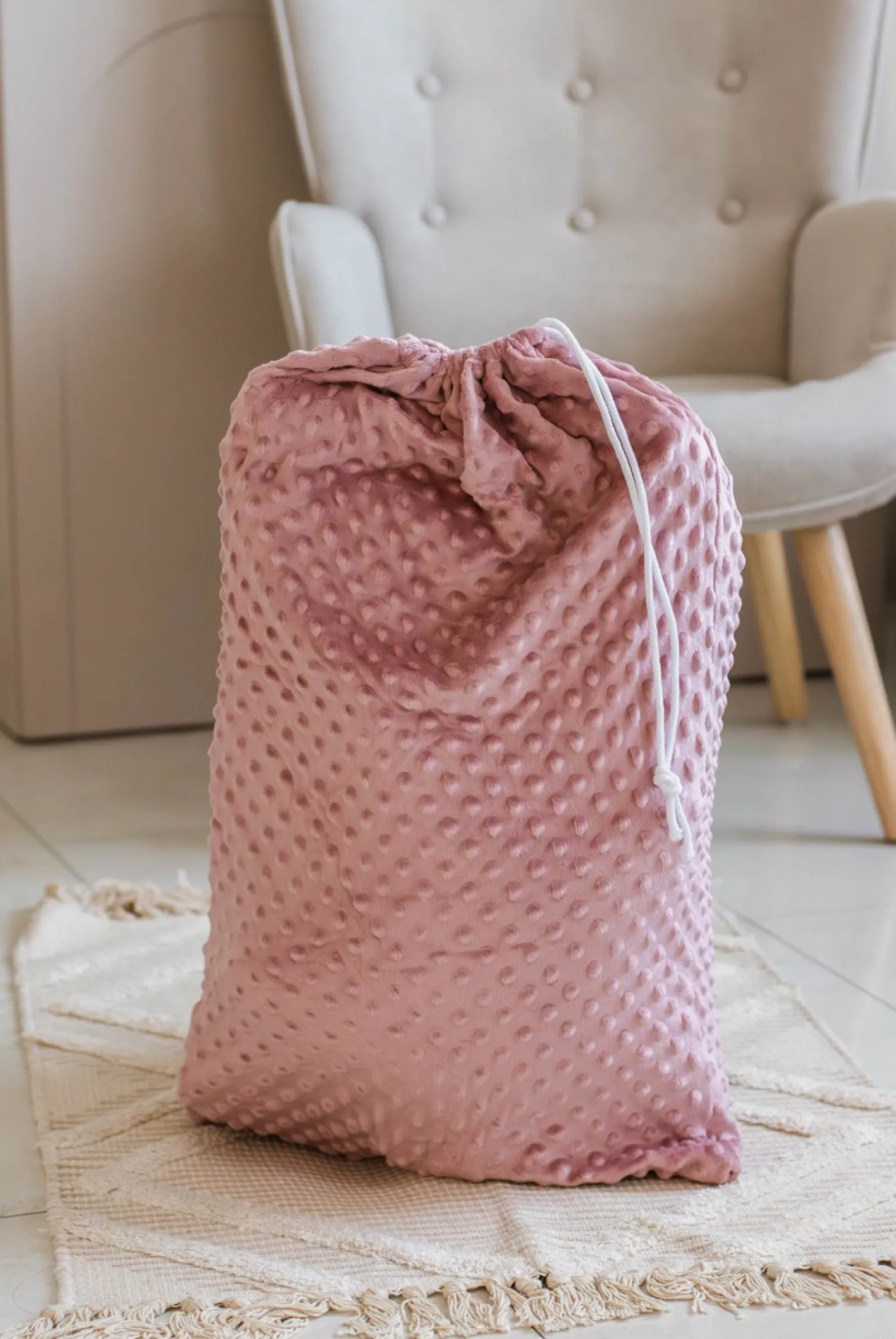Worek na zestaw przedszkolaka - Old Rose minky