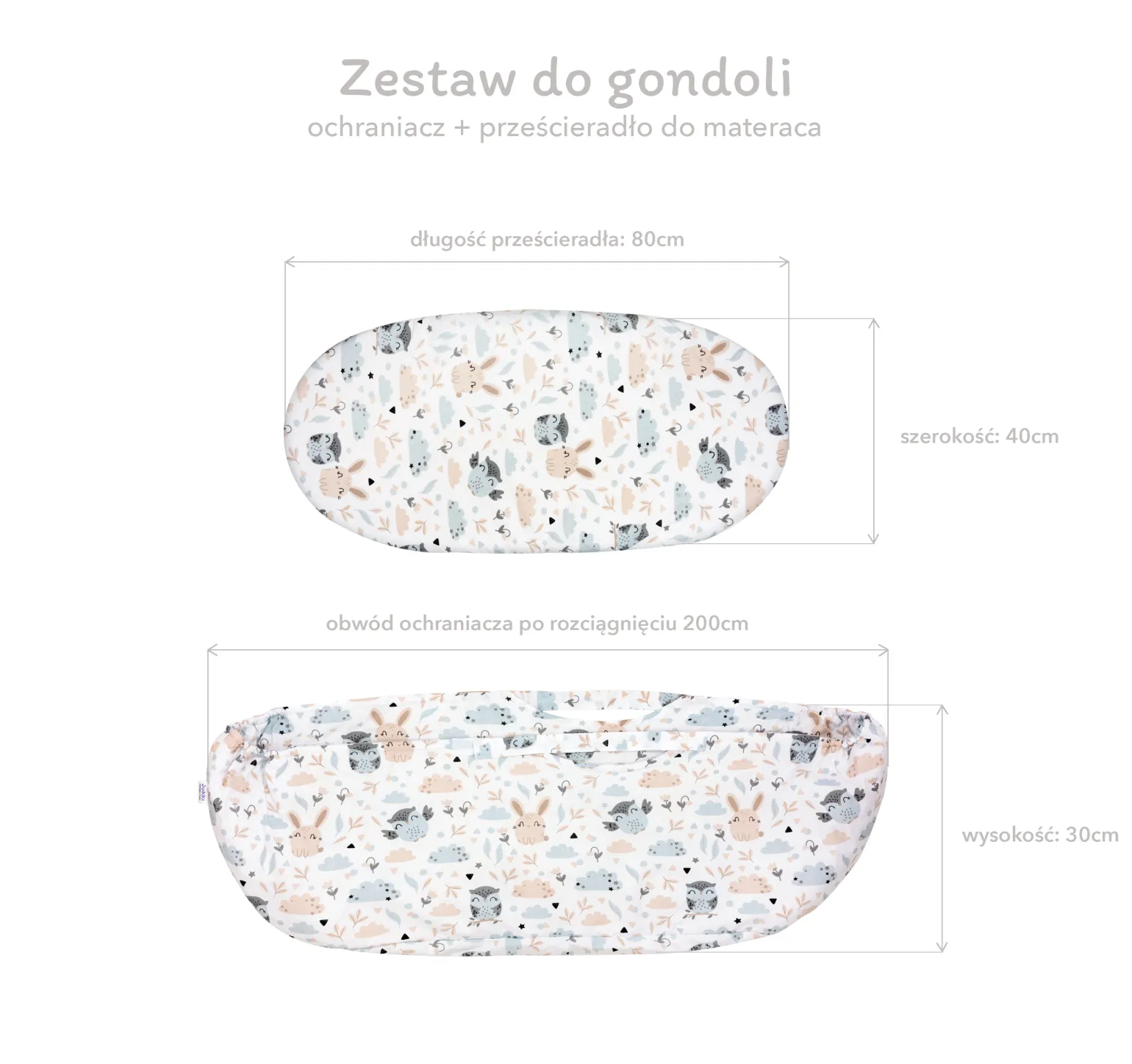 Zestaw do gondoli – bawełniany ochraniacz + prześcieradło Blackberry Dreams