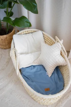 Zestaw do wózka - Plusz ecru i jeansowy Velvet