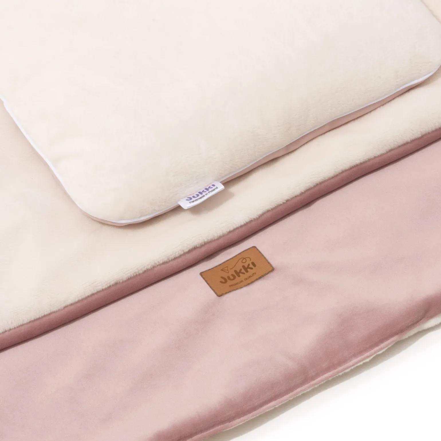Zestaw do wózka - Plusz ecru i Smokey Pink Soft Velvet