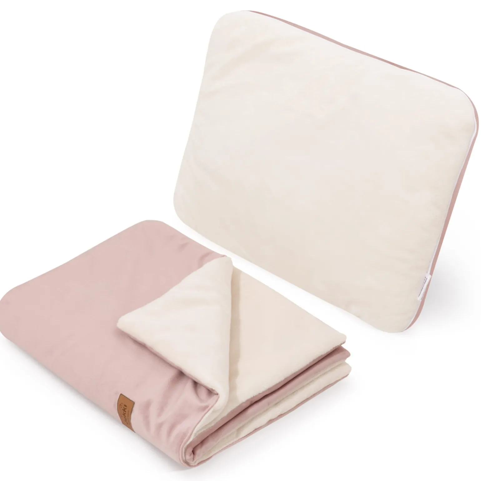 Zestaw do wózka - Plusz ecru i Smokey Pink Soft Velvet
